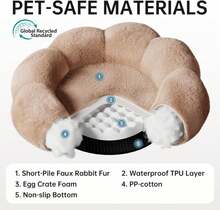 OhGeni 36 Inches Calming Donut Orthopedic Dog &Amp; Cat Bed For Large Pets, Warming Comfort Fluffy Short Pile Fur, Durable Waterproof Machine Washable Removable Cover, Cute Round Bed For Puppy, Camel - MàuA - Xem 5