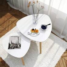 Mesita Lateral Minimalista para Sala de Estar,Set de 2 Mesas de Centro.Mesita Lateral Triangular,Mesa Auxiliar para el hogar.Coffee Table, para Sala de Estar y Balcón Hogar y Oficina. (Blanco) - Blanco - Ver 1