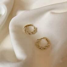 1 Pair (2pcs) Korean Chic & Sweet Fashion Pearl Earrings, Elegant Design, Luxury Pearl Earrings Silver Plated, Unique Design, Versatile Everyday Wear Delicate Earrings - Fashion Pearl Earrings - View 7