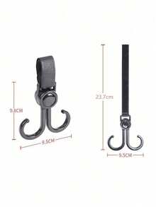 1个旋转式电动自行车挂钩，多功能双钩储物挂钩 - 黑色 - 查看 9