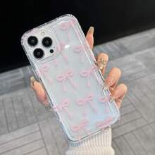 Bow Pattern Clear Phone Case, Fashion Phone Protective Cover, Phone Accessory Casing Compatible With IPhone 15 14 13 12 11 Pro Max - Clear - View 2