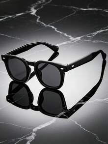 1 Pair New Retro Rivet Fashion Glasses, Small Frame PC Decorative Fashionable Fashion Glasses, Minimalist Versatile Unisex High-End Driving Fashion Glasses - Multicolor - View 7