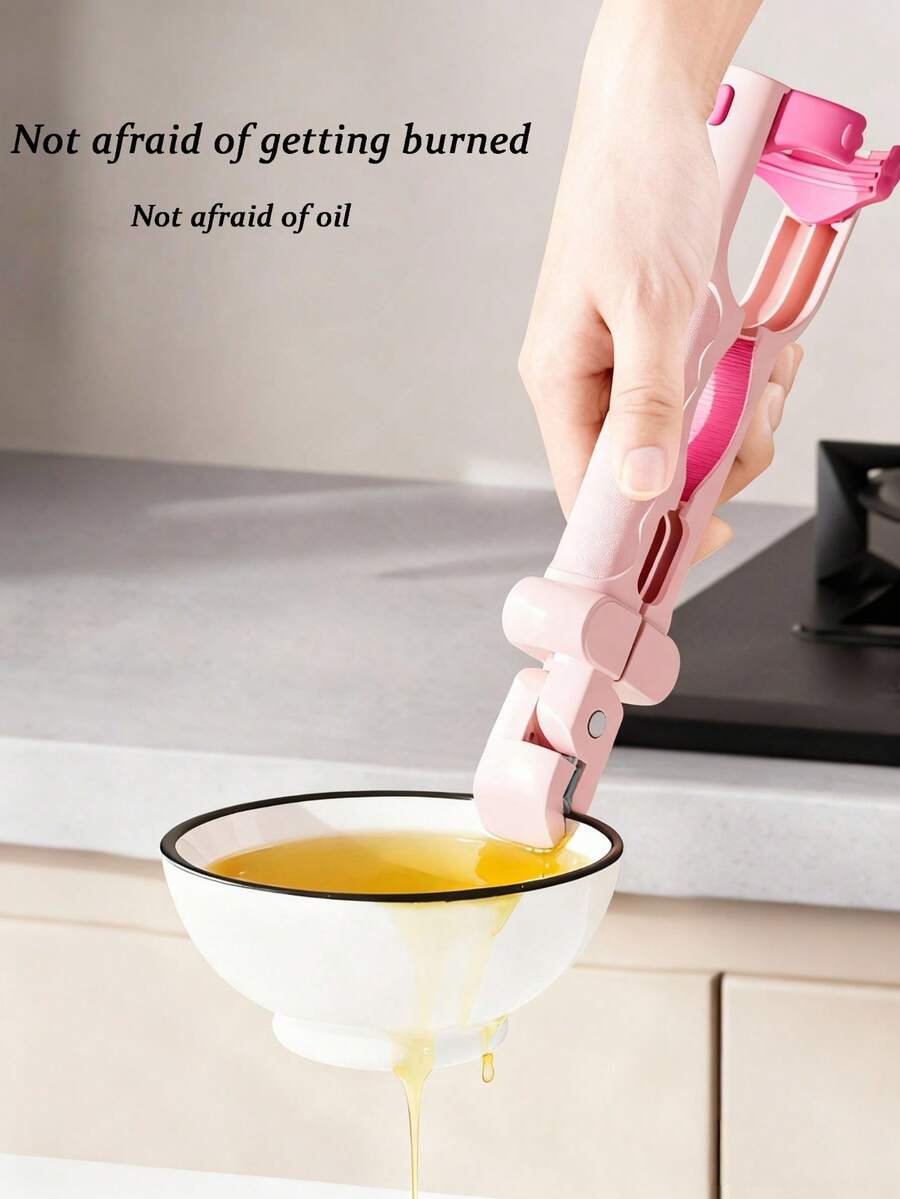 Värmebeständig silikon multifunktionell skållningsfri skålklämma med halkfritt handtag, värmeisolerande klämma och flasköppnare. Värmeisolerande klämma för kök, lämplig för matlagning, ångkokning och bakning.