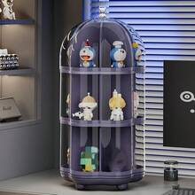 旋转透明化妆品收纳盒，多层桌面展示盒，适用于摆件、珠宝、娃娃等，防尘收纳