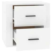 vidaXL Table de chevet Blanc brillant 50x39x47 cm - Blanc - Voir 8