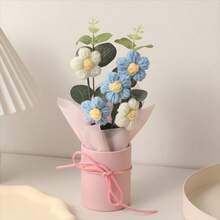 Buquê de Flores de Crochê Feito à Mão, Buquê de Flores em Balde de Abraço, Buquê de Flores de Tricô, Perfeito para o Dia dos Namorados, Casamento, Noivado, Carnaval, Ano Novo, Dia das Mães, Formatura, Volta às Aulas, Festa de Aniversário, Batizado, Inauguração da Casa, Dia do Professor, Aniversário, Decoração Doméstica e Presentes para Festas. - Multicolorido - Visão 13