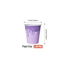 Purple Diamond Teardrop Disposable Plates, Napkins, Cups - One-Time Party Supplies Set, Fits 25 Guests, Disposable Paper Plates Party Tableware Suitable For Birthday, Wedding, Theme Party, Family Picnic - Multicolor - View 13