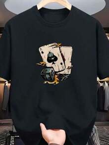 Men's Basic T-Shirt, 100% Premium 30.1 Cotton, Printed - màu đen - Xem 3