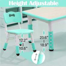 Set de Mesa Ajustable y 6 Sillas para Niños, Escritorio Multiusos con Superficie Resistente a Manchas, Patas Antideslizantes, Ideal para Manualidades, Estudio, Sala de Juegos o Casa, Color Azul Claro - Azul Cadete - Ver 4