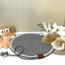 1pc Cotton Rope Woven Washable Pet Mat, Cat Scratching Pad & Toy Ball Combo, Suitable For Cat Rest And Play - Multicolor - View 10