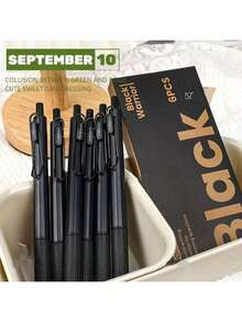 6 paquetes de bolígrafos de escritura suave Black Warrior - Bolígrafos de plástico de punta fina de 0.5 mm para la escuela, la oficina y tareas diarias - Negro - Ver 5