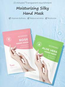 5片装烟酰胺/胶原蛋白/芦荟/大米/玫瑰深层保湿手膜，每对40克，解决手部干燥、皲裂、脱皮问题，淡化关节皱纹，男女皆宜，舒缓护手霜 - 多色-5pcs - 查看 5