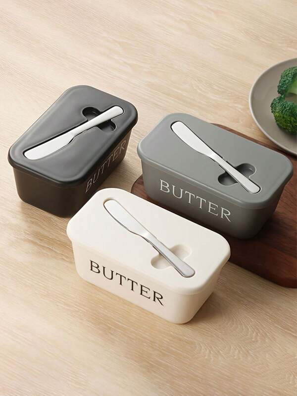 1pc Butter Box,With Butter Spatula,Butter Dish,Cover,Butter Storage Container,Often Suitable For Kitchen Baking And Gift-Giving,Sealed Butter Container Covers The Countertop Or Refrigerator Can Be Cleaned In The Dishwasher