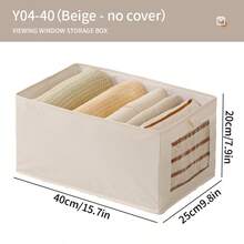 1 pieza Caja de almacenamiento de calcetines con estilo de cajón, caja organizadora rectangular de lino simple con compartimentos, caja de almacenamiento plegable para el hogar para calcetines y accesorios - Blanco - Ver 16