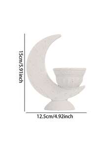 1Pc/Set Textured Crescent-Shaped Cup-Style Candle Holder. It Is Made From A Material With A Stone-Like Texture. The Overall Design Presents A Simple And Rustic Style, Featuring A Crescent-Shaped Stand Paired With A Cup-Shaped Candle Seat, And A Surface With Natural, Mottled Texture Details. Suitable For Home Decoration During Islamic Religious Holidays Such As Eid Al-Fitr And Eid Al-Adha - Multicolor - View 5