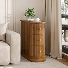 3-Drawer Wooden End Table, Modern Sofa Side Table,  Slim Nightstand For Living Room, Bedroom - 核桃 - 查看 8