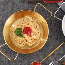 3PCS/Set  Seafood Rice Pot Frying Pan Double Ear Crayfish Plate Pan Stainless Steel Fri   22cm  24cm  26cm - Gold - View 5