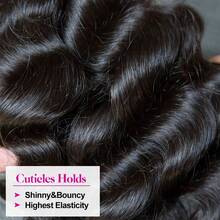 BINF 15A Loose Wave Raw Burmese Curly Bundles Human Hair Extensions Double Weft Remy Natural Black Wave Bundles Quick Weaving Tissage - Natural Black - 查看 8