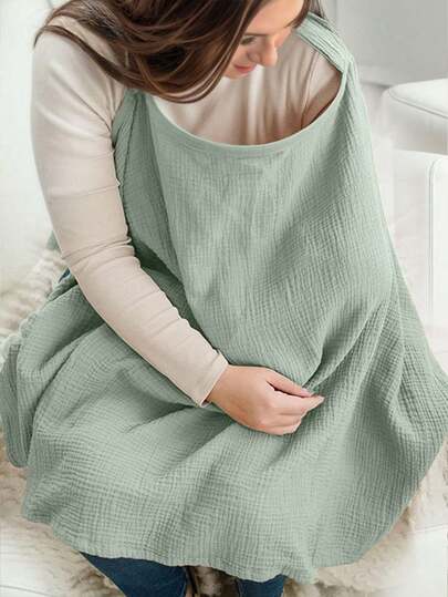 1pc Nursing Cover Scarf, Anti-Exposure Breastfeeding Shawl, Soft & Breathable Nursing Top, Coffee/Beige Color