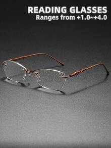 NRDZQ Women's Rimless Rhinestone Reading Glasses, New Fashion Rhinestone Rimless Diamond-Cut Edge Metal Reading Glasses - Transparent - View 19