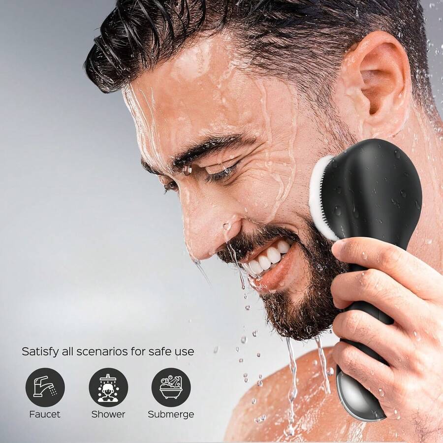Facial Cleansing Brush: 2-In-1 Rotating Vibrating Massager, 5-Speed Adjustment, Silicone Electric Exfoliating Brush, Deep Pore Cleansing, Suitable For Men And Women (Preferred For Couples),Face Wash Brush,Facial Brush Skin Cleansing,Facial Tools,Face Cleaner Tool,Face Steamer For Facial Deep Cleaning,Face Scrubber - DF31349B-XIAN-888-đen - Xem 1