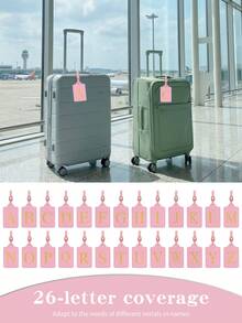 FOREVER MIYIN 26个字母首字母纹理布行李牌 - 可爱的金色字母刺绣组合姓名标签，适用于行李箱、旅行包等，双面信息卡，耐用便携，清晰设计 - 非常适合飞机旅行、家庭度假、商务旅行和日常通勤，是所有旅行者必备的时尚旅行配件