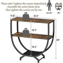 3 Tier Console Tables, 30" Height Entryway Table, Sofa Table Behind Couch, Industrial Entryway Furniture Entry Way TV Stand With Storage For Living Room, Hallway, Entrance, Rustic Brown - Brown - View 3