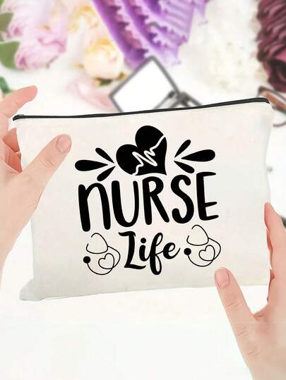 A Makeup Bag Printed With The Words"Nurse Like"Lightweight Toiletry Pouch, Spacious Zippered Makeup Pouch, Middle Eastern Accessory,Durable Fabric Compact Travel Cosmetic Pouch, Perfect Gift For Nurses, Nursing Students, Nurse'S Day, Graduation, Christmas, Nurse Accessories For Work,Unique Gift For Mom