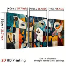 2D Flat, 3pcs 2D/Flat Print, Framed Canvas Painting And Poster, Ready To Hanging, Retro Art Style Fashion Abstract, Home Decor, Wall Art, Room Decor, Printing, Holiday Gift, Living Room, Bedroom, Dining Room, Office Decoration Hanging Picture - 30*45/12*18*1.2inch-framed - View 3