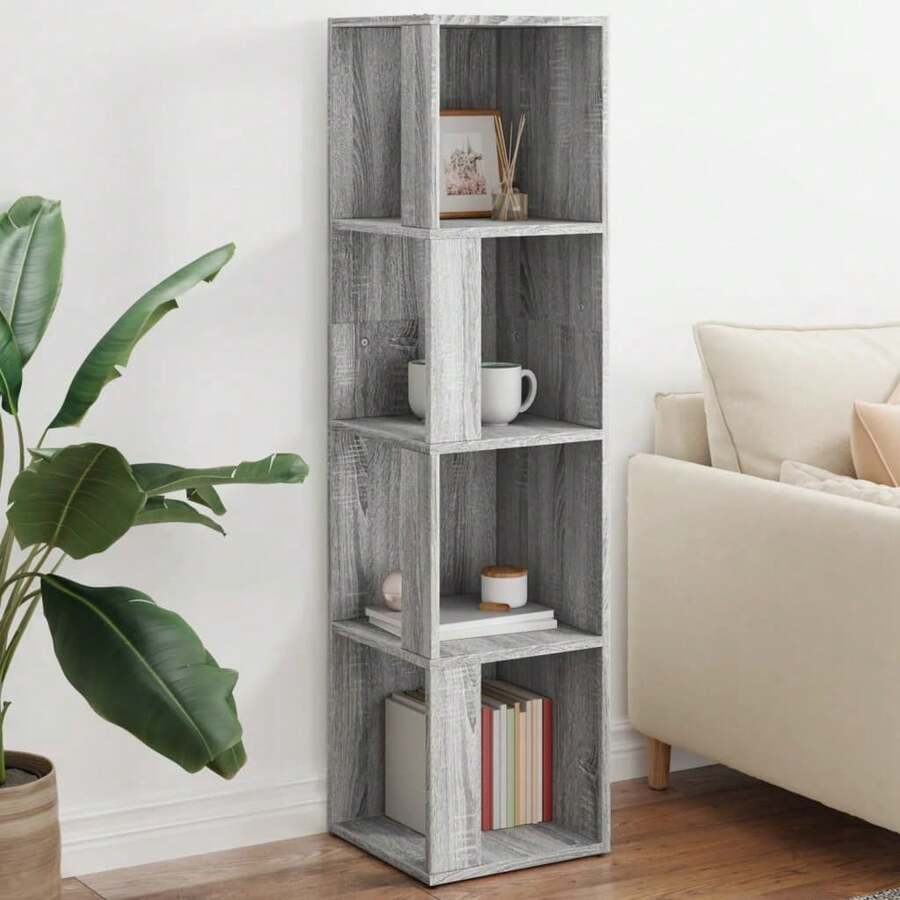 vidaXL Armoire d'angle Sonoma gris 33x33x132 cm Bois d'ingénierie - Gris - Voir 1