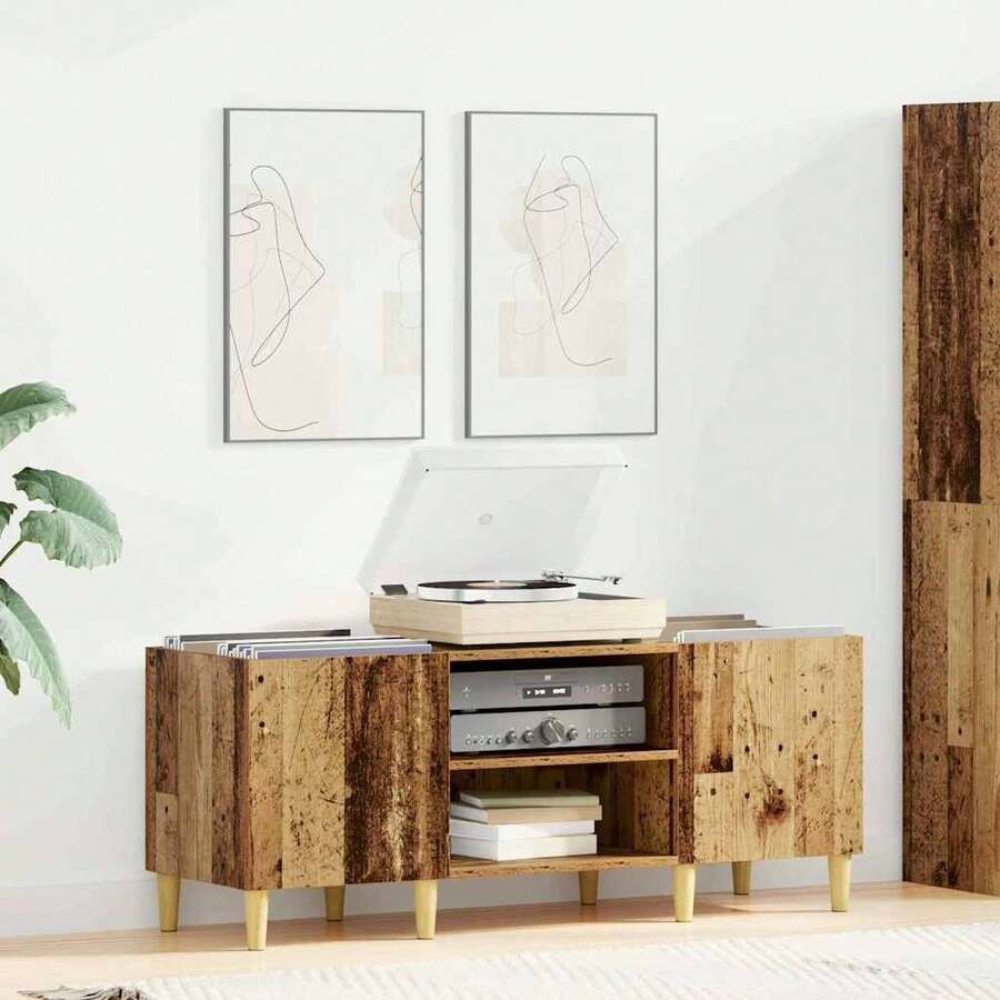 vidaXL Mobile in vinile Legno Antico 121 x 38 x 48 cm Legno d'ingegneria - Castano - Visualizzare 1