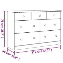 Cômoda vidaXL ALTA branca 112x35x73 cm madeira maciça de pinho - Branco - Ver 8
