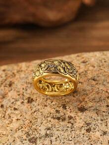 AHEY 1pc Fashionable Vintage Bohemian Inspired Creative Minimalist Engagement Ring With Exquisite Design Suitable For Women Daily Wear - 黃金 - 查看 5
