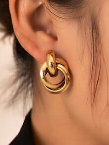 5 Pairs Luxury Geometric Faux Pearl Stud Earrings, Delicate Minimalist Floral Earring Set, Suitable For Women's Daily And Holiday Wear