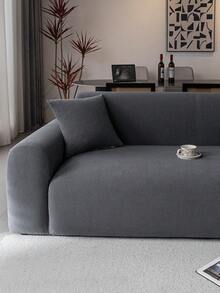 1pc Simple Straight Line Sofa Cover, Anti-Cat Scratch Sofa Slipcover, Dust-Proof Sofa Pad, Simple Dust-Proof Cloth Backrest Sofa Cover, Anti-Slip, Anti-Cat Scratch, Protect Sofa For All Seasons - Dark Grey - View 4