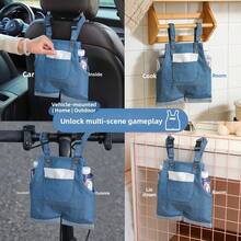 创意牛仔裤造型车载纸巾盒，悬挂式多功能收纳袋，大容量设计，可爱背带裤造型，可整齐收纳纸巾和小物件，适用于汽车、家庭、办公室和旅行，便携式车载收纳配件，让整洁更便捷 - A - 查看 4