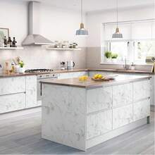 1pc White Glossy Faux Marble Peel And Stick Wallpaper, Waterproof Heat Resistant Non-Stick Kitchen Cabinet Drawer Renovation Wallpaper - White - View 11