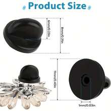 50/100个黑色和透明PVC橡胶别针背扣 - 蝴蝶扣领带夹翻领固定器，带安全扣帽