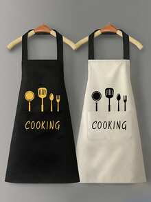 1PC Durable Kitchen And Home Cooking Waterproof, Oil Proof, And Stainproof Apron - Waterproof And Oil Proof, With Pocket - Neutral Kitchen Set, Providing Fashion Protection For Cooking Enthusiasts