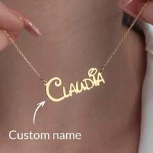 1 Piece Of Personalized First Letter Necklace For Women - Elegant Cursive Engraving Custom Name Jewelry, Exquisite Gold Tone Chain, Simple Daily Wear, Perfect Gift For Mother's Day, Custom Necklace, Elegant Accessories - Multicolor 3 - View 11