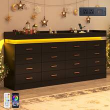 16 Drawer Dresser With Charging Station And USB Powered LED Lights, Modern Chest Of Drawers With Power Outlet, Organizer Cabinet For Bedroom, Living Room - View 5
