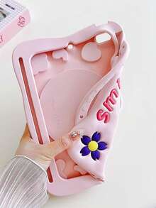 1pc Unisex Sunflower & Smiling Face Expandable Silicone Phone Holder, Minimalist & Cute, Portable, Pen Slot, Shock-Proof, Scratch-Resistant, Fingerprint-Proof, Suitable For IPad Mini 1/2/3/4/5/6/7, IPad Air 4/5/6/7, IPad Pro 11, IPad Air 1/2, IPad 10.2, IPad 9.7, IPad Air 6, IPad 10.9 - Pink - View 9