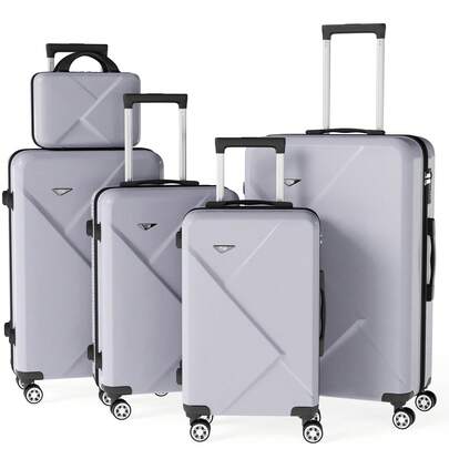 YSTYLE 5-Piece Suitcase Available In Different Colors Made Of ABS Material, With Combination Lock, Silent Universal Wheels, Adjustable Trolley Length, Suitable For Travel, Business Trip, Student Storage