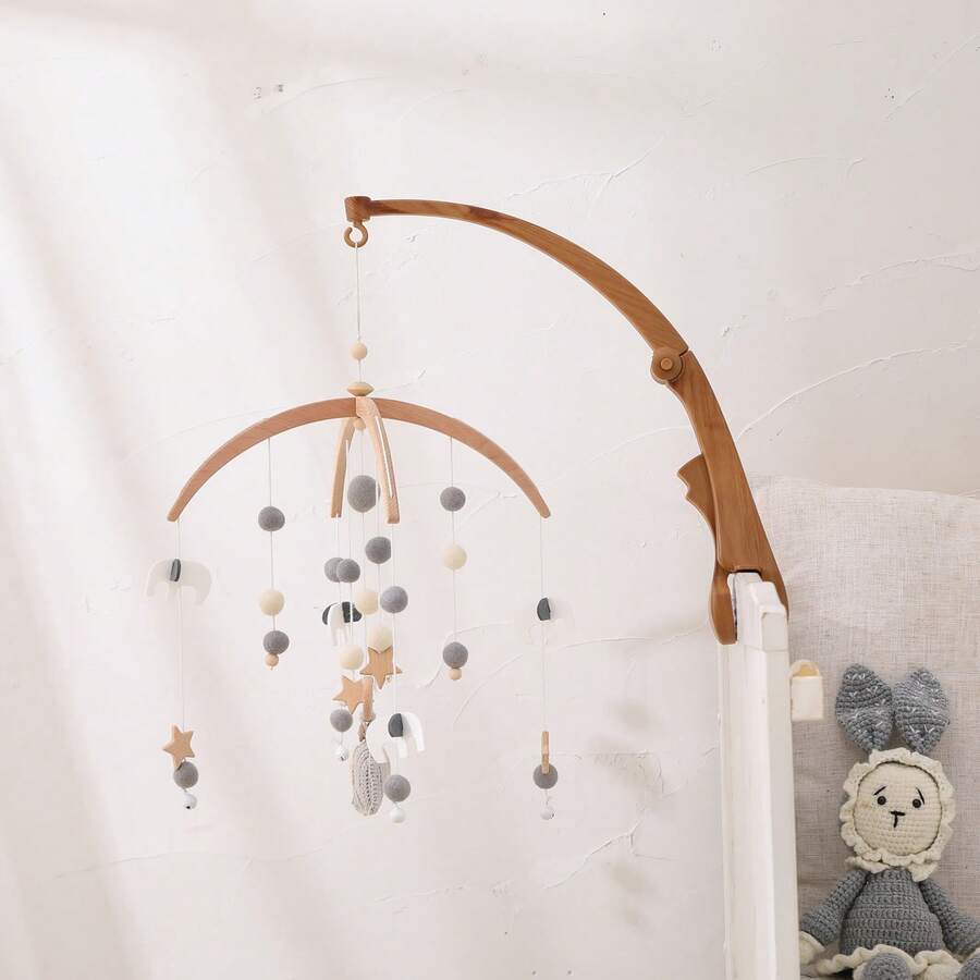 Vintage European Style Toy Storage & Decor Accessories, Multipurpose Convenient Movable Hanging Folding Bracket, Creative Wood Grain Design For Car, Bed Toy Decoration