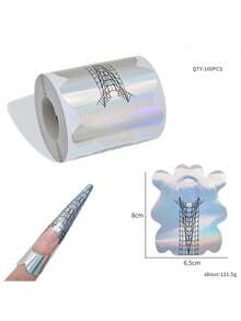 200/100pcs Hypoallergenic Fish Shaped Aluminum Foil Nail Art Molds, Suitable For French Manicure And Extension - Durable Nail Art Templates - Multicolor - View 4