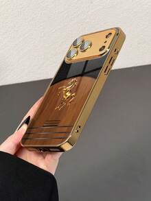 1 chiếc ốp lưng điện thoại bằng kính mạ điện họa tiết vân gỗ cổ điển và hình ngựa vàng, kèm miếng dán bảo vệ ống kính, tương thích với iPhone 17 Pro Max/17/17 Pro/16 Pro/16 Pro Max/13/15 Pro/14/16/15 Pro Max/12/13 Pro/14 Pro Max, ốp bảo vệ thời trang, món quà sang trọng dành cho bạn bè và người yêu. - Nhiều màu - Xem 4