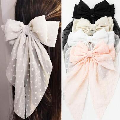 2pcs Bow Decor Curtain Tie Backs, Large Bow Hair Clips, Silky Satin Extra Large Bow Hair Clips