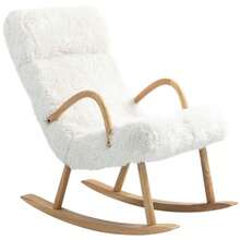 HOMCOM Rocking Chair, Swivel, With Armrests, Nursing Chair, Wool Look, Up To 120 Kg, Ideal For Bedroom And Living Room, White - White - View 9