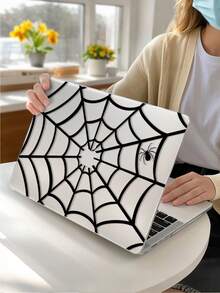 1 Piece, Black With Cool Spider Web Pattern | Frosted Acrylic Ultra-Thin Laptop Case | Compatible With Air13 2025/Pro16 M3 M2 | Fingerprint-Resistant, Shockproof, And Heat-Dissipating 3-In-1 | An Essential Protective Case For Office And Study