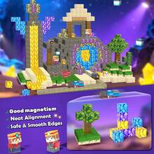 300pcs Magnetic Building Blocks, Magnetic Stacking Cube Toys, Suitable For Children To Build Desert Railway World, STEM Educational Toys, Sensory-Montessori-Autism-Magnetic Toys, Great Christmas Birthday Gift For Boys And Girls - Multicolor - View 2